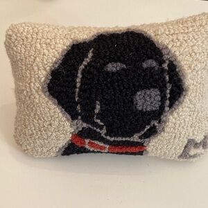 Chandler 4 corners Harley black lab hand hooked wool throw pillow
